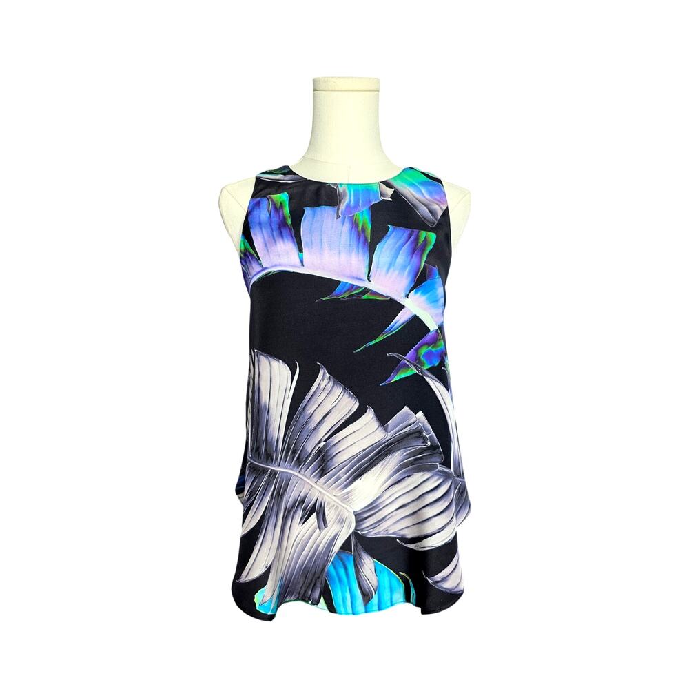AMANDA UPRICHARD Tropical Sleeveless Open-Back Top